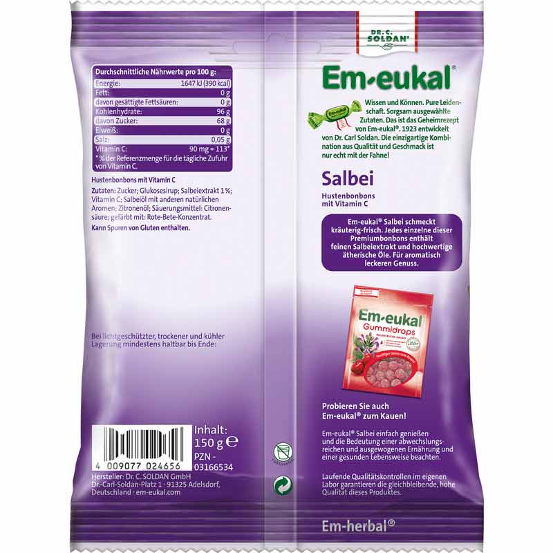 Em-eukal Salbei zuckerhaltig 150 g Bonbons