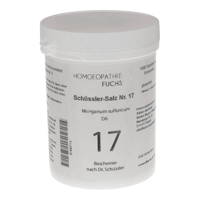HOMOEOPATHIEFUCHS Schüssler-Salz Nummer 17 Maganum sulfuricum D6 Biochemie 1000 St Tabletten