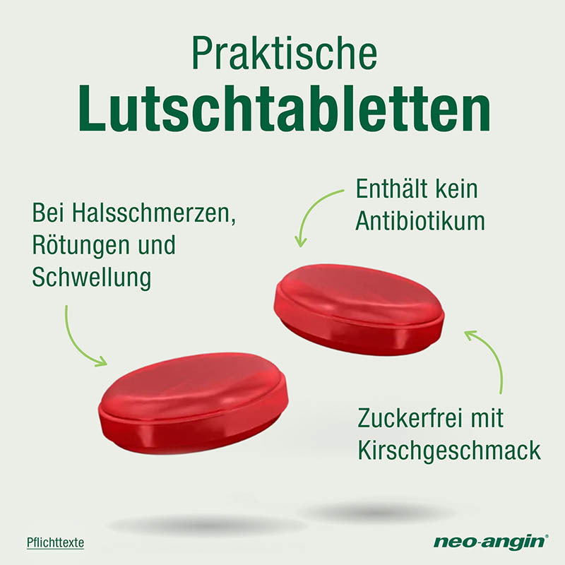 neo-angin HALSTABLETTEN Kirsche ZUCKERFREI 24 St Lutschtabletten