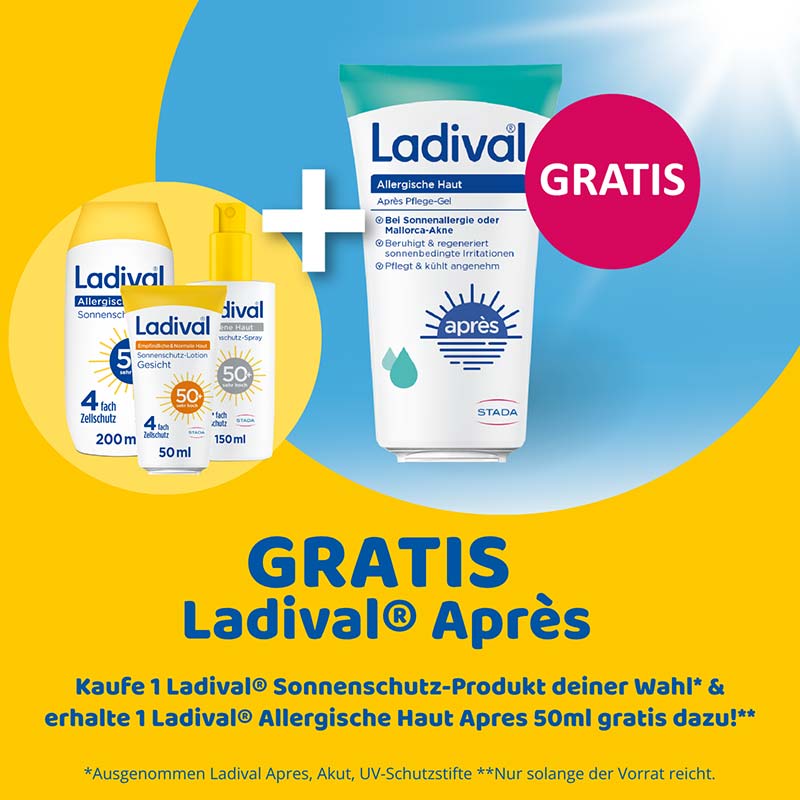 Ladival Allergische Haut Sonnenschutz-Spray LSF 50+: Sonnencreme für den Körper bei Sonnenallergie und Mallorca-Akne, wasserfest, mit 4-fach Zellschutz, 150ml
