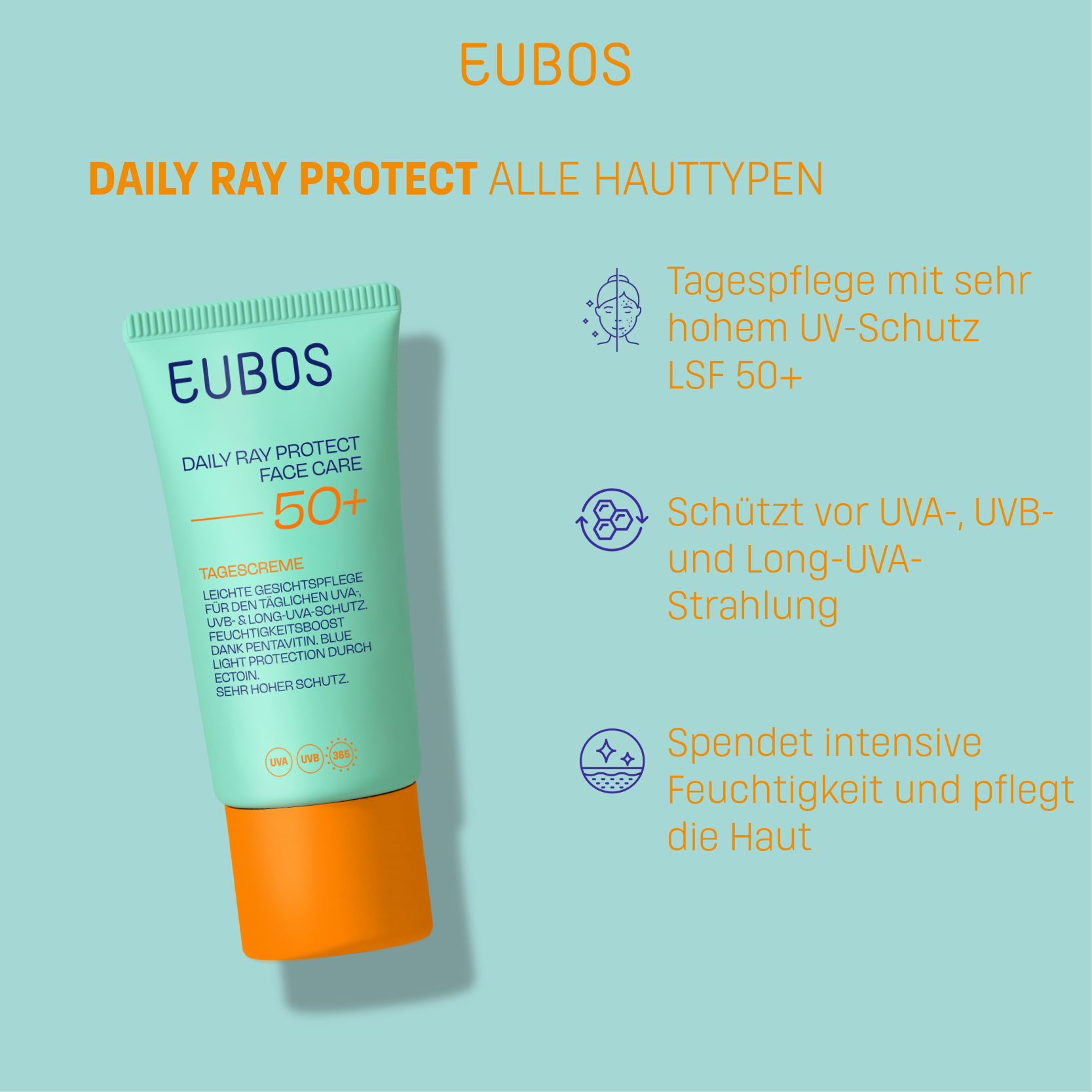EUBOS DAILY RAY PROTECT FACE CARE 50+ TAGESCREME 50 ml Tagescreme