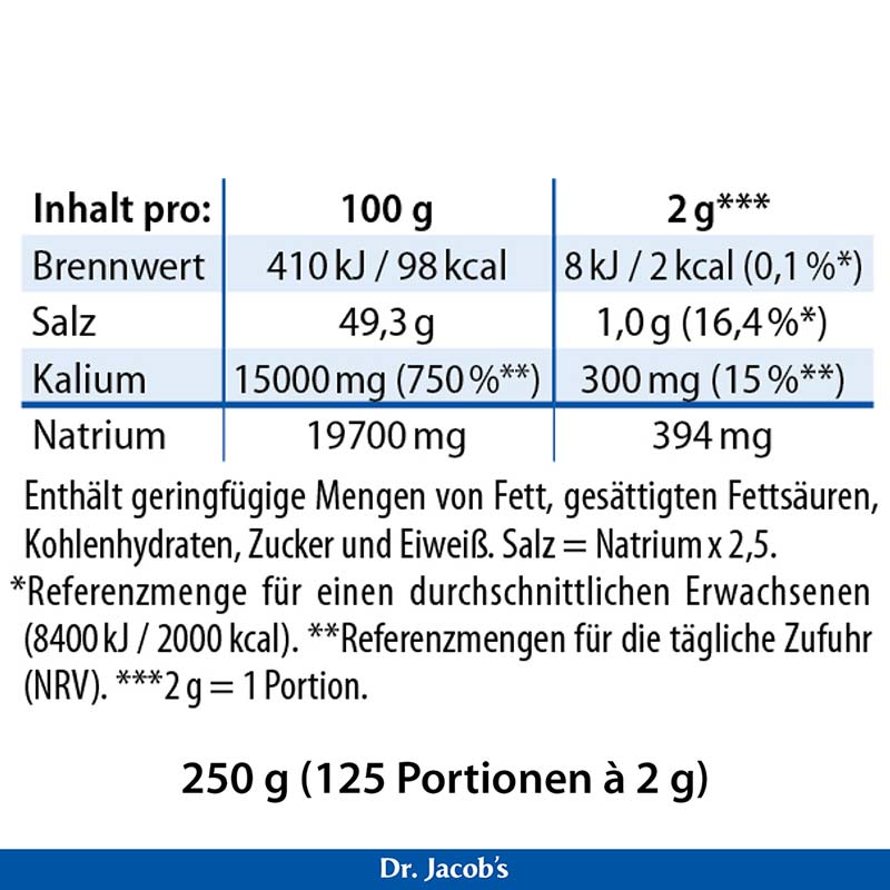 Dr. Jacob's Blutdruck-Salz mit Kalium Salzersatz