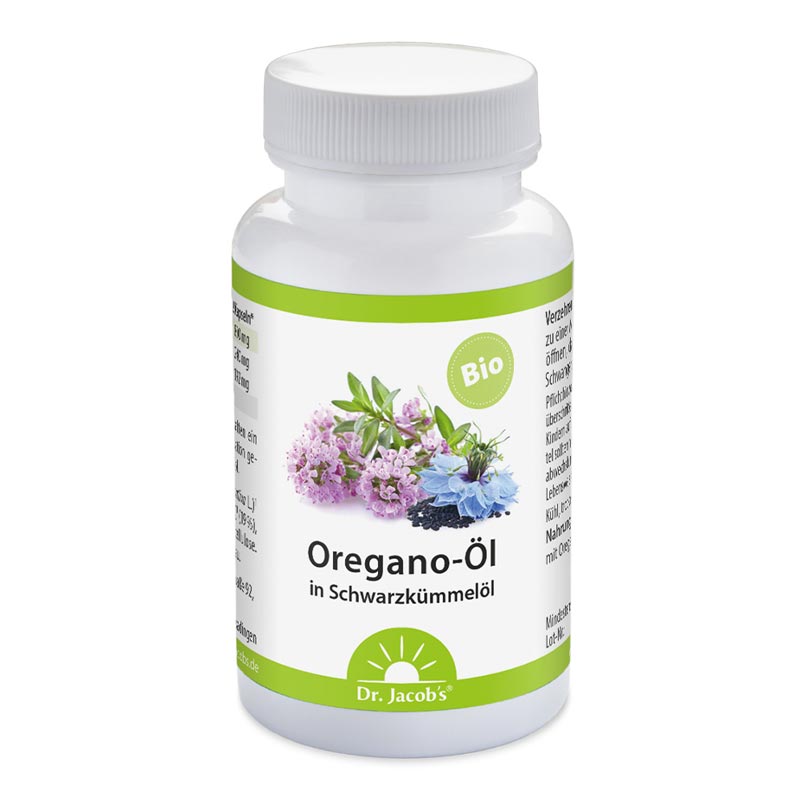 Dr. Jacobs Oregano - Öl in Schwarzkümmelöl  60 St Kapseln