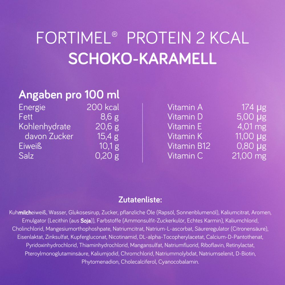 Fortimel Protein 2 kcal/ml Schokoladen-Karamell-Geschmack 32X200 ml Flüssigkeit