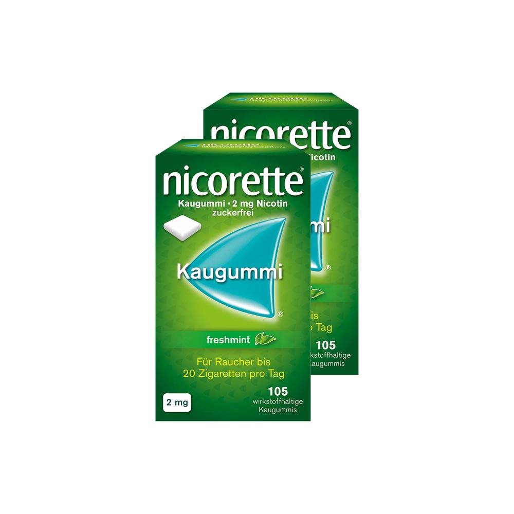 Nicorette Kaugummi freshmint 2mg 105 Stk. Doppelpack 1 Sparset
