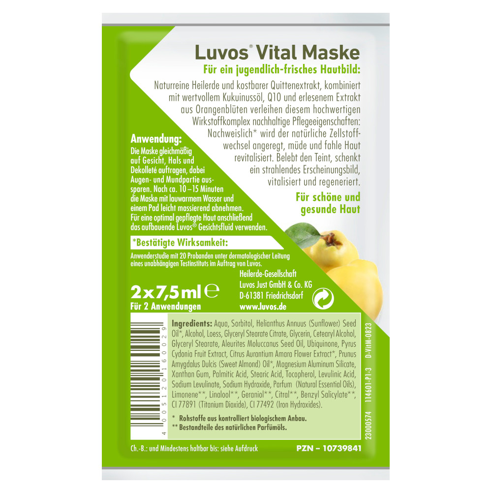 Luvos HEILERDE Vital Maske 2X7.5 ml Gesichtsmaske