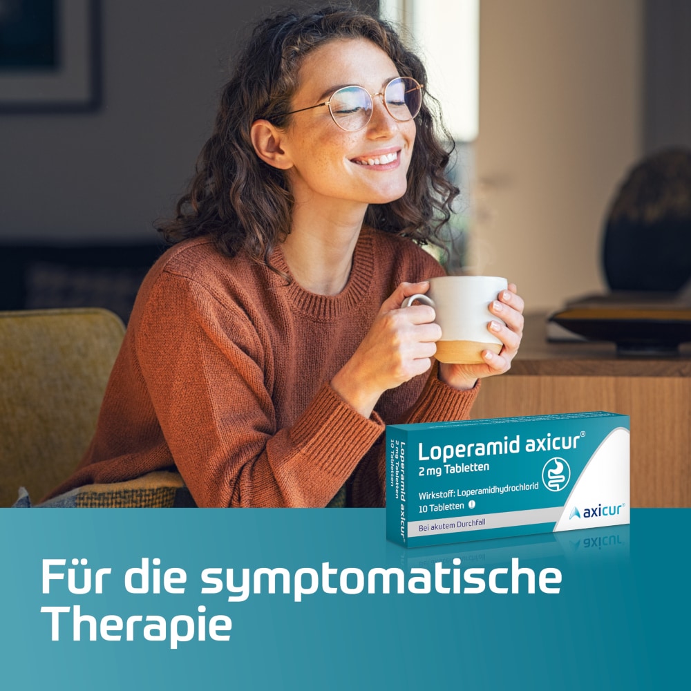 Loperamid axicur 2 mg bei akutem Durchfall 10 St Tabletten