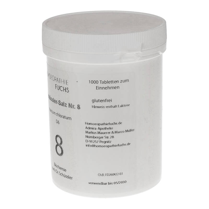 HOMOEOPATHIFUCHS Schüssler-Salz Nummer 8 Natrium chloratum D6 Biochemie 1000 St Tabletten