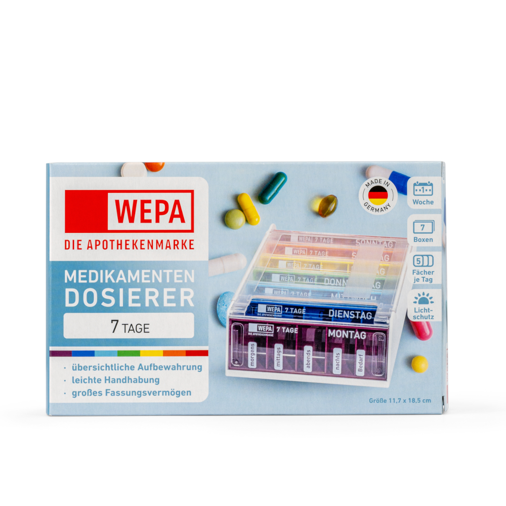 WEPA MEDIKAMENTENDOSIERER 7 Tage Wochenmagazin Regenbogen UV-Schutz+ 1 St