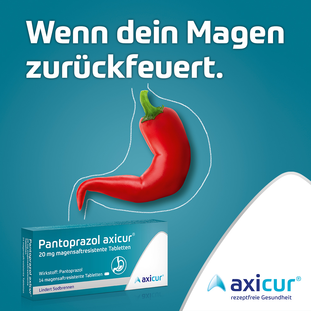 Pantoprazol axicur 20 mg bei Sodbrennen 14 St Tabletten magensaftresistent