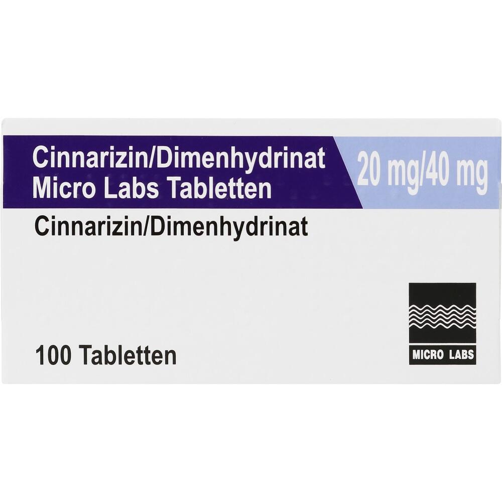 Cinnarizin/Dimenhydrinat Micro Labs Tabletten 20 mg/40 mg 100 St Tabletten