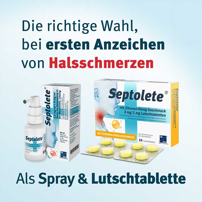 Septolete mit Zitronen-Honig-Geschmack 3 mg/1 mg 16 St Lutschtabletten