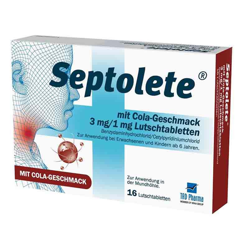 Septolete mit Cola-Geschmack 3mg/1mg 16 St Lutschtabletten