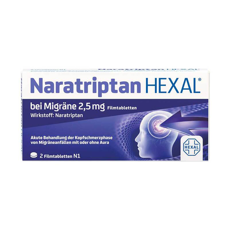 Naratriptan HEXAL bei Migräne 2,5mg 2 St Filmtabletten