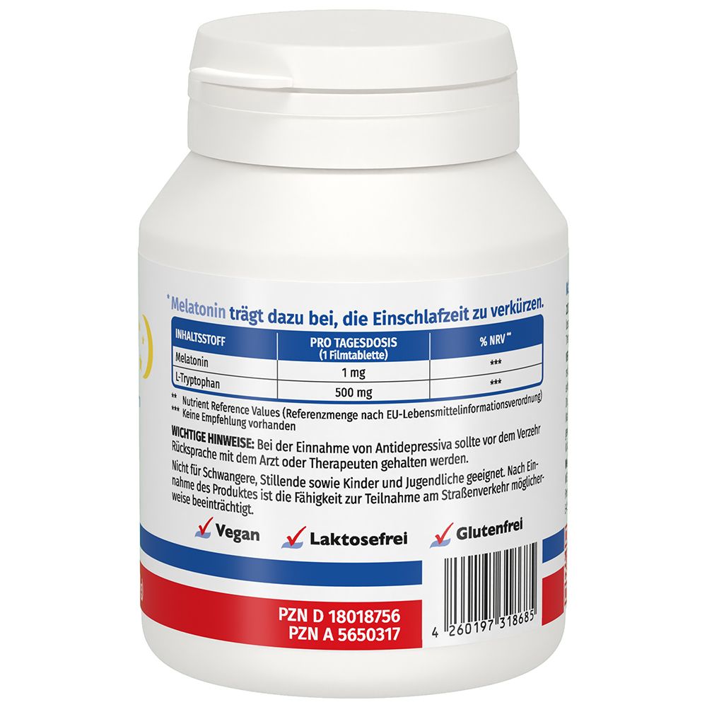 Schlaf gut Melatonin + L-Tryptophan 100 St Tabletten