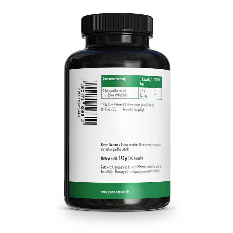 GREEN NATURALS ASHWAGANDHA 180 St Kapseln