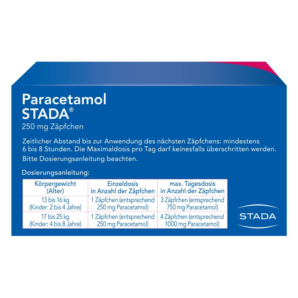Paracetamol STADA 250 mg 10 St Suppositorien