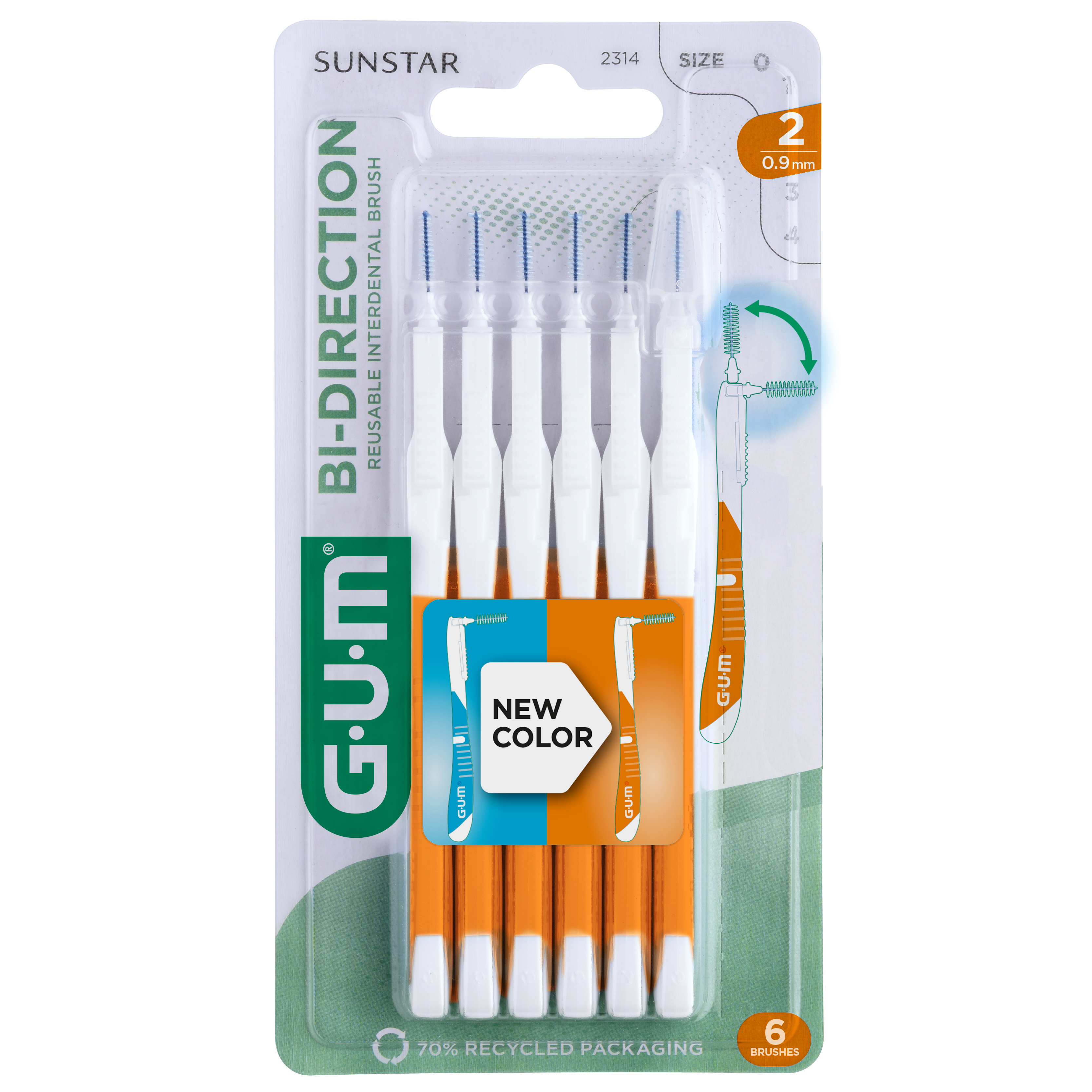 GUM BI-DIRECTION Interdentalbürste 0,9 mm 6 St Zahnbürste