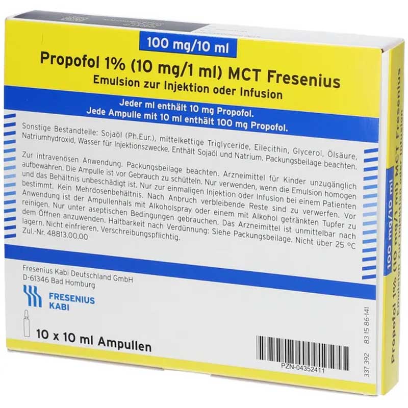 PROPOFOL 1% 10mg/1ml  10X10 ml Emulsion