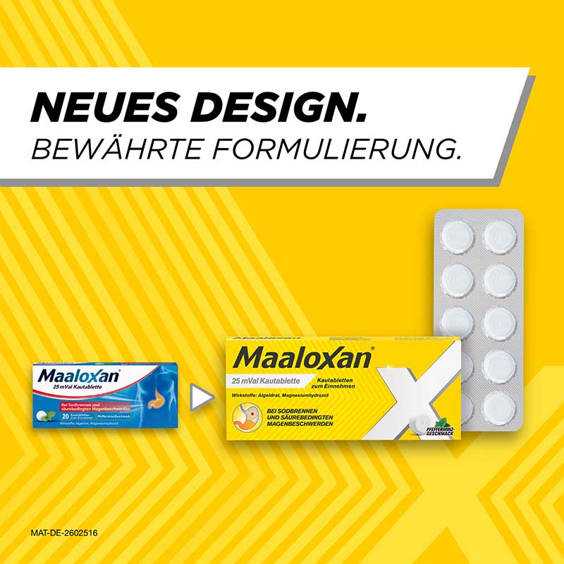 MAALOXAN Kautabletten bei Sodbrennen & Magenschmerzen 20 St Kautabletten