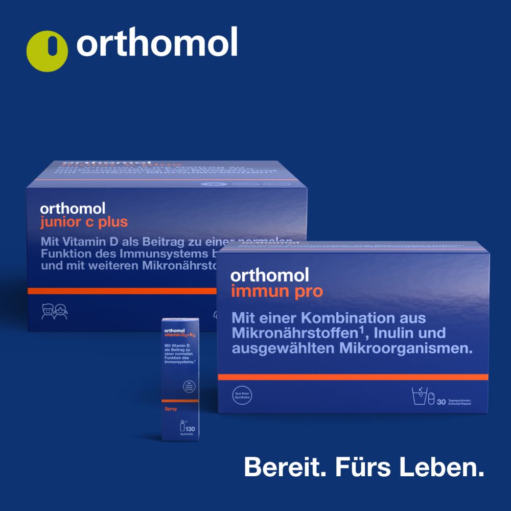 orthomol immun - Mikronährstoffe mit Vitamin C, Vitamin D und Zink - Direktgranulat Menthol-Himbeere