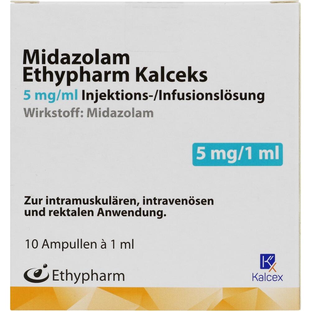 Midazolam Ethypharm Kalceks 5mg / ml 10X1 ml Injektions-/Infusionslösung