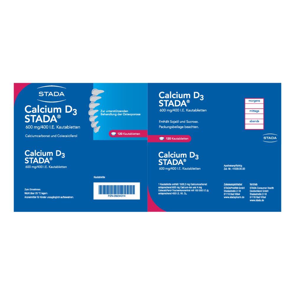 Calcium D3 STADA 600 mg/400 I.E. 120 St Kautabletten