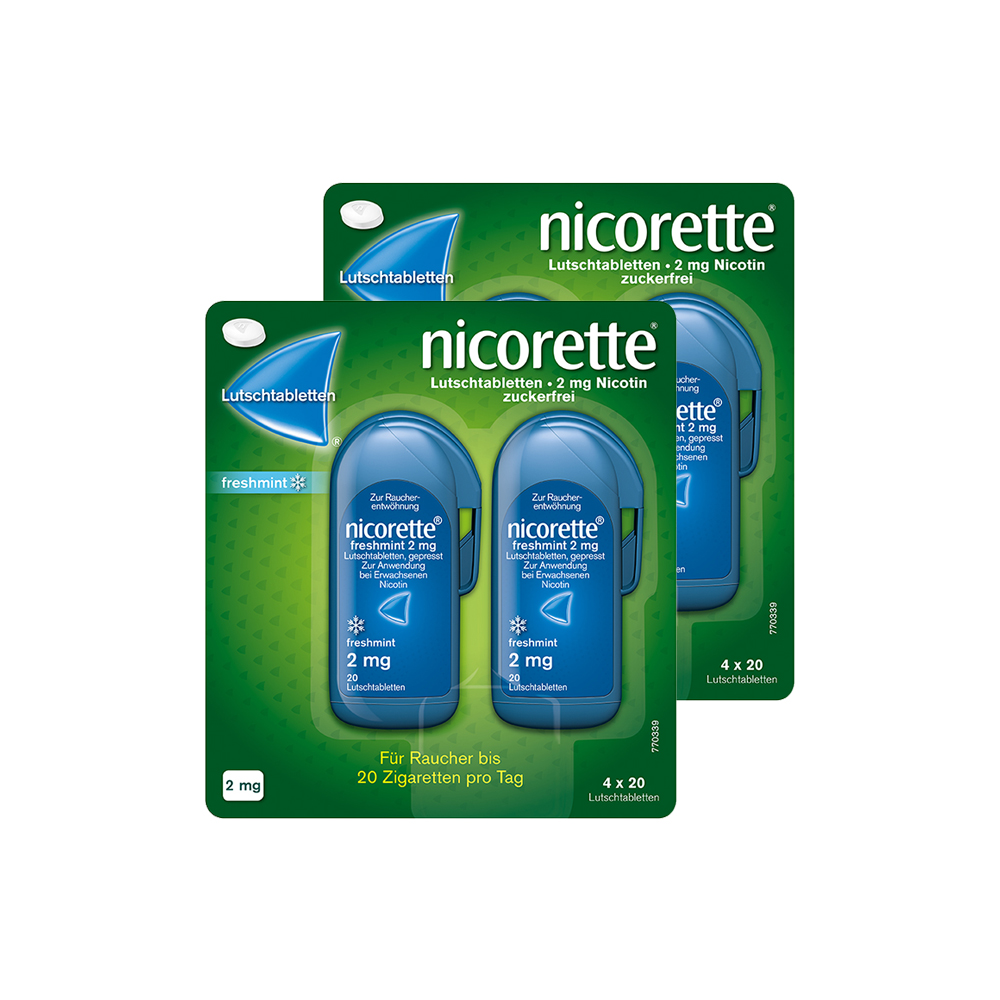 nicorette Lutschtabletten freshmint 2 mg 80 Stk. Doppelpack 2X80 St Lutschtabletten
