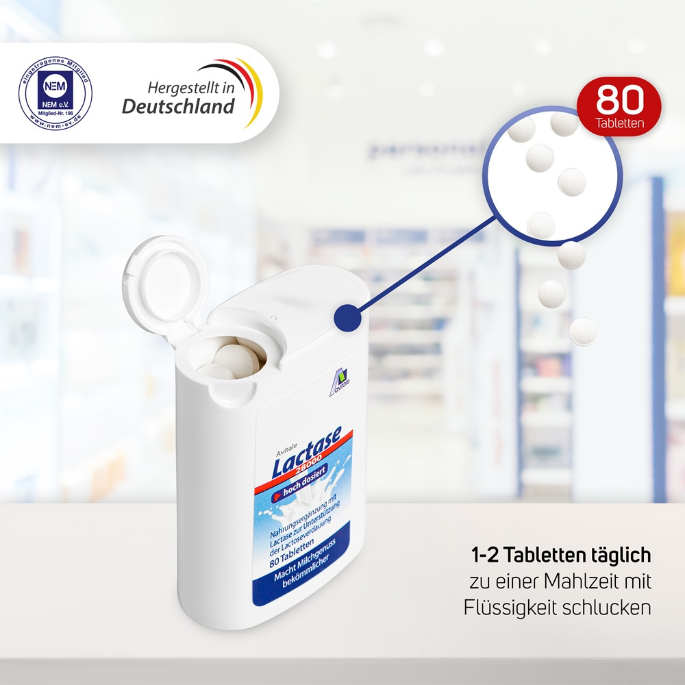 Avitale Lactase 28000 FCC Tabletten im Spender 80 St Tabletten