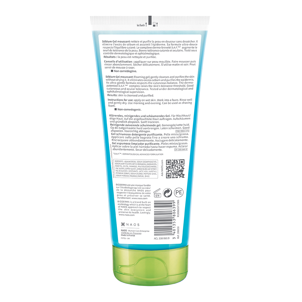 BIODERMA Sebium Gel Moussant Reinigungsgel Tube 200 ml Gel
