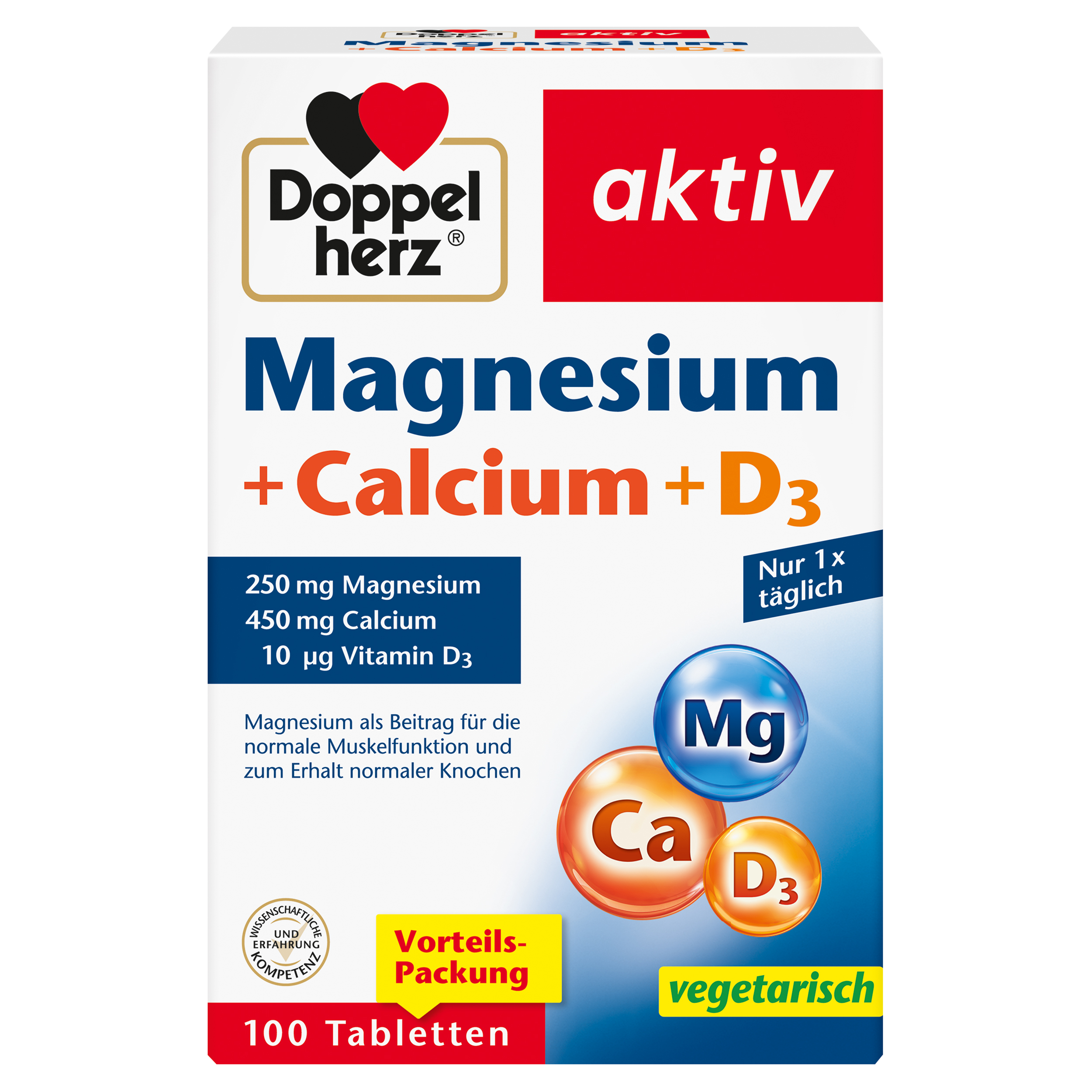 Doppelherz aktiv Magnesium + Calcium + D3  100 St Tabletten