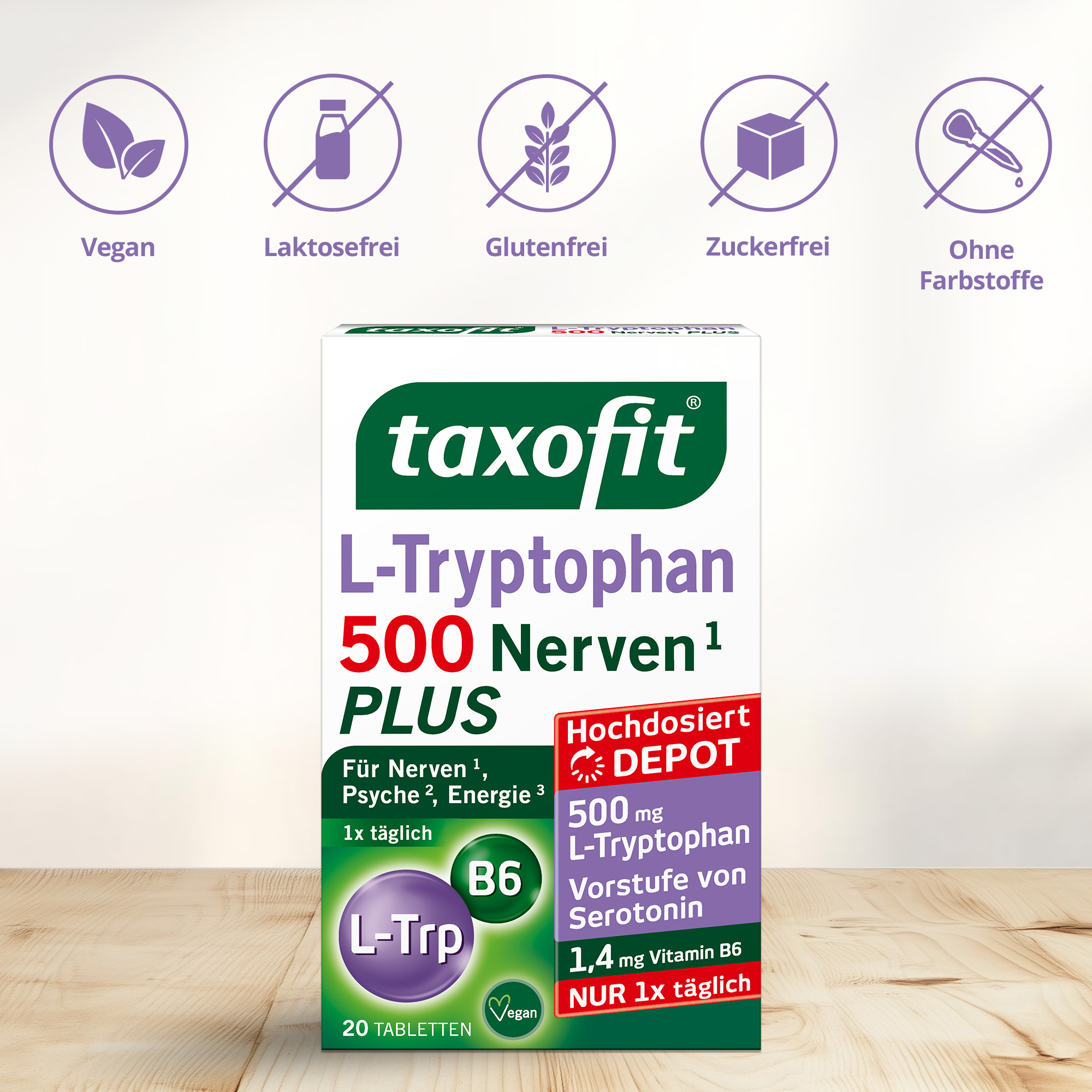 taxofit L-Tryptophan 500 Nerven PLUS 20 St Tabletten