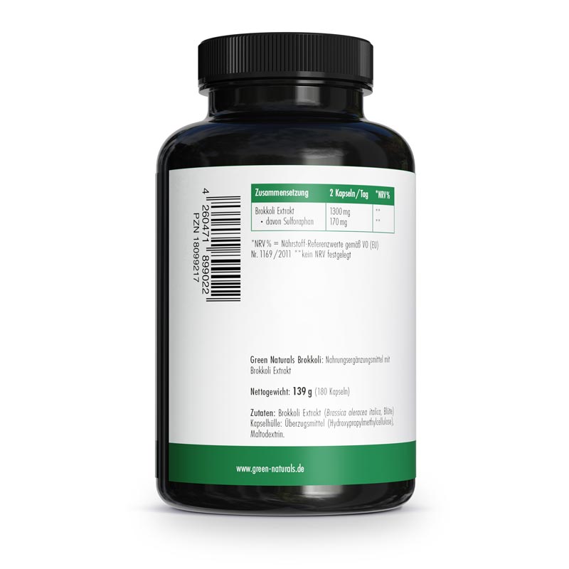 GREEN NATURALS BROKKOLI 1300 mg + 13% Sulforaphan 180 St Kapseln