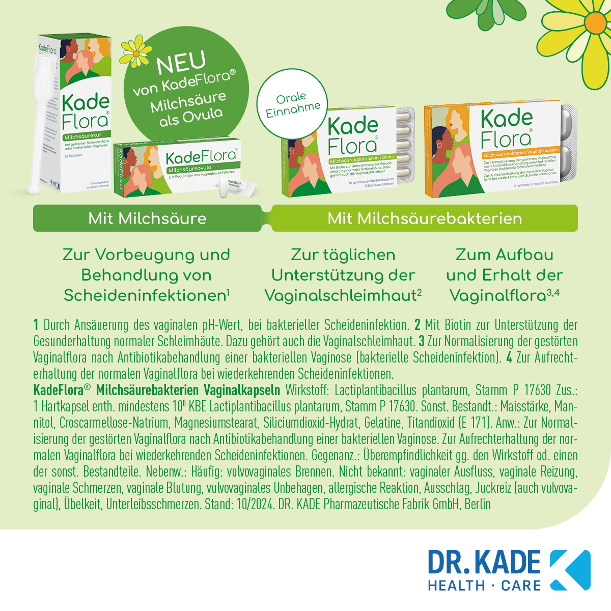 Kade Flora Milchsäurebakterien Vaginalkapseln 6 St Vaginalkapseln