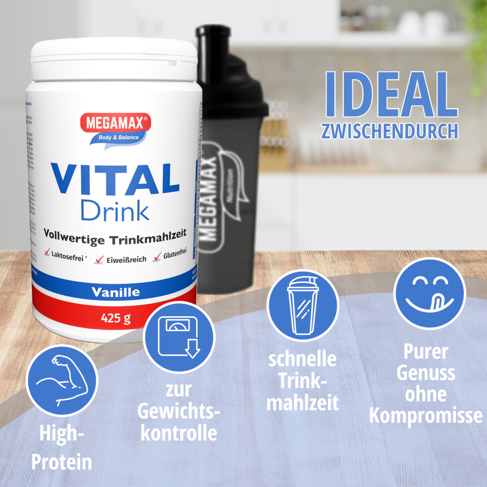 MEGAMAX VITAL-Drink Vanille 425 g Pulver