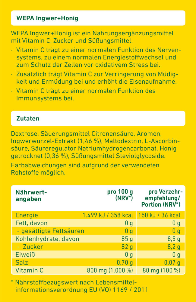 WEPA INGWER HONIG 10X10 g Pulver