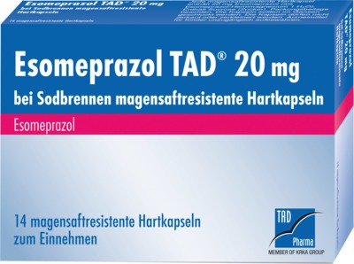 Esomeprazol TAD 20mg bei Sodbrennen 14 St Magensaftresistente Hartkapseln
