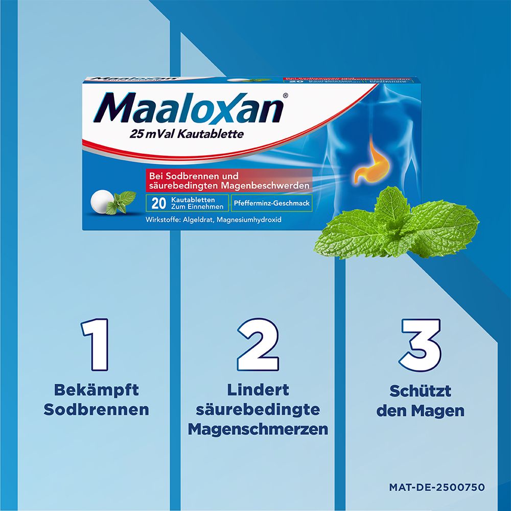 MAALOXAN Kautabletten bei Sodbrennen & Magenschmerzen 50 St Kautabletten