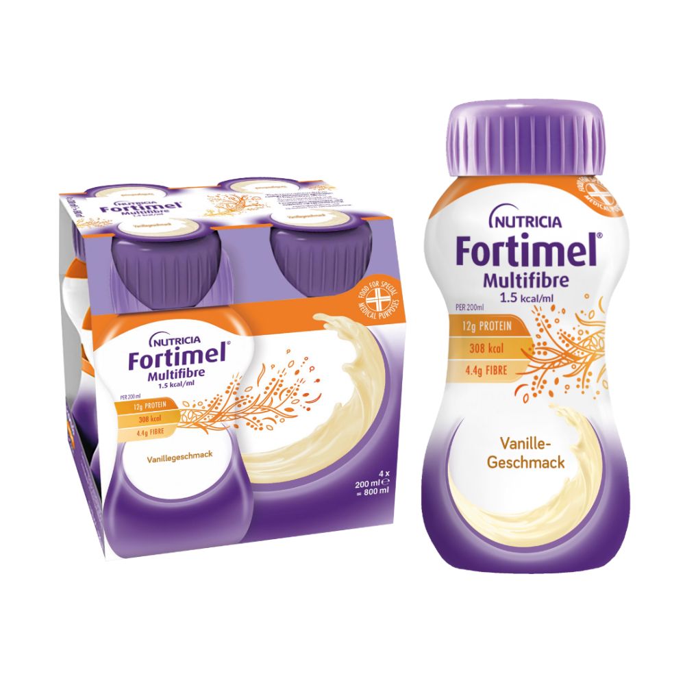Fortimel Multifibre 1.5 kcal Vanillegeschmack 4X200 ml Flüssigkeit
