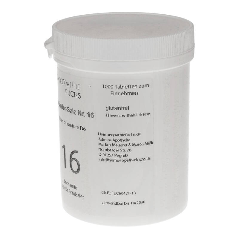 HOMOEOPATHIEFUCHS Schüssler-Salz Nummer 16 Lithium chloratum D6 Biochemie 1000 St Tabletten