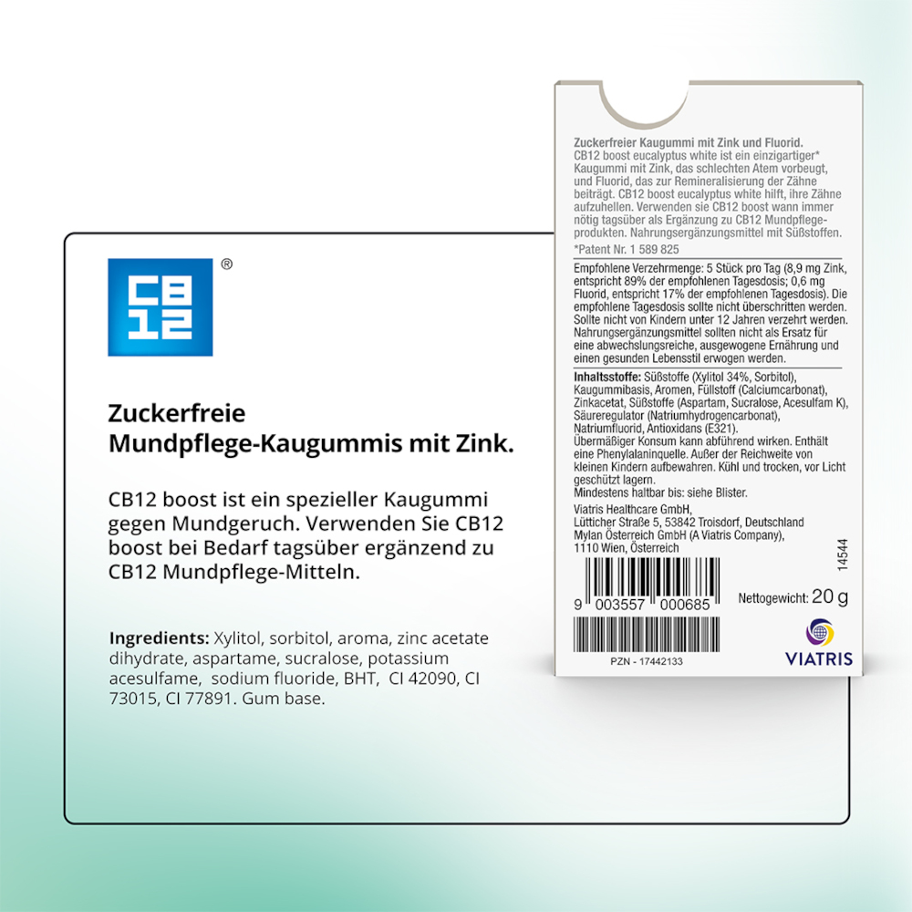 CB12 BOOST GUM eucalyptus white XYLITOL-KAUGUMMI 10 St Kaugummi