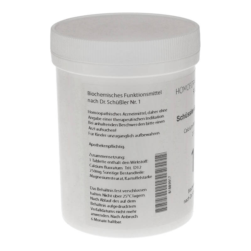 HOMOEOPATHIEFUCHS Schüssler-Salz Nummer 1 Calcium fluoratum D12 Biochemie 1000 St Tabletten