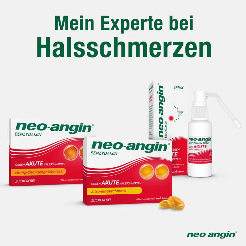 neo-angin BENZYDAMIN gegen AKUTE Halsschmerzen ZITRONEN-GESCHMACK 40 St Lutschtabletten
