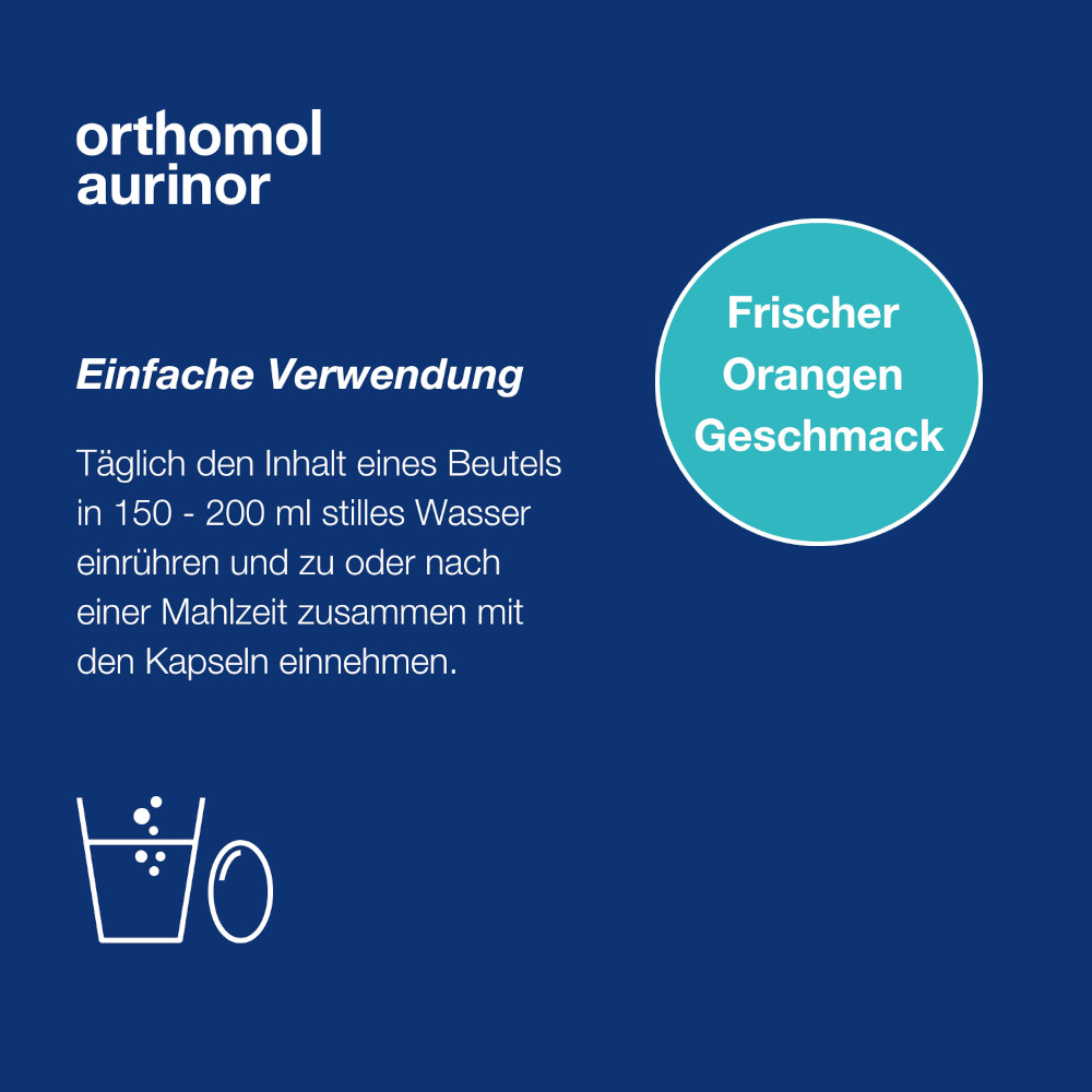 orthomol aurinor - mit Omega-3-Fettsäure, Vitamin C, Magnesium und Zink - Granulat/Kapseln