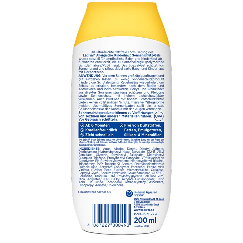 Ladival Allergische Kinderhaut Sonnenschutz-Gel für Kids LSF 50+ 200 ml Gel