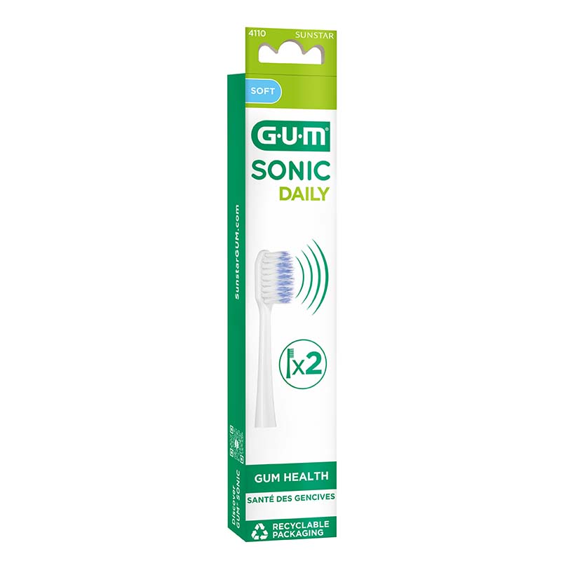 GUM SONIC DAILY Ersatzbürsten weiß 2 Stück 2 St Zahnbürste