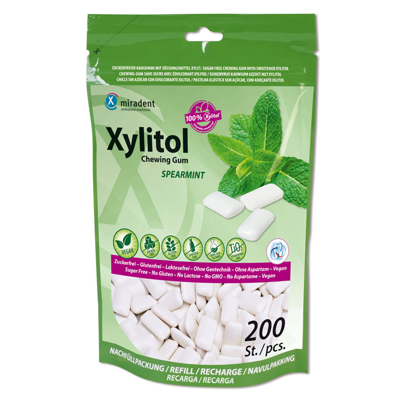 miradent Xylitol Chewing Gum Spearmint 200 St Kaugummi