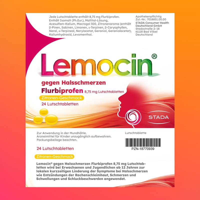 Lemocin gegen Halsschmerzen Flurbiprofen 24 St Lutschtabletten