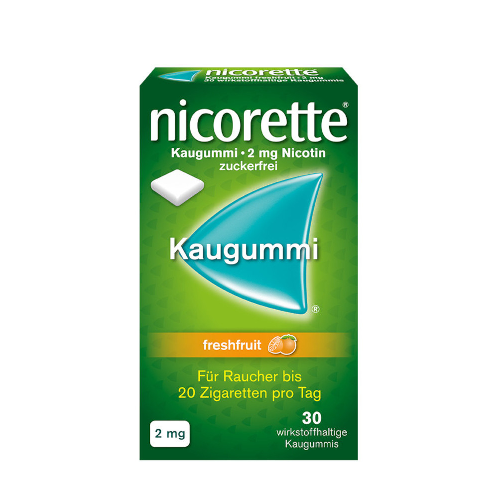 nicorette 2 mg Nikotinkaugummi freshfruit für Raucher zum Aufhören
