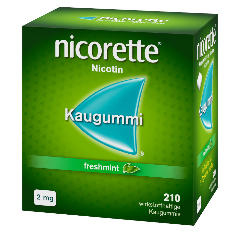 nicorette 2 mg Nikotinkaugummi freshmint zur Raucherentwöhnung 210 St Kaugummi